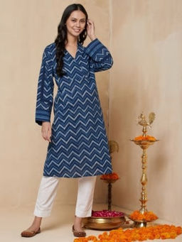 Fabindia - Cotton Mull Printed Long Kurta