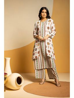 Soup by Sougat Paul - Taarani Off White Kurta with Pant and Jacket