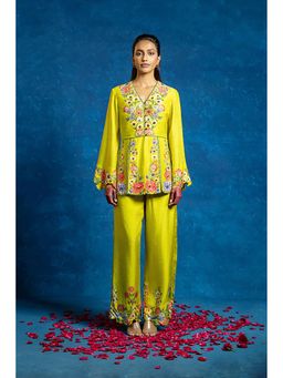 Soup by Sougat Paul - Baghira Yellow Top with Pant Co-Ord Set