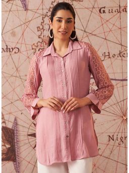 Lakshita - Pink Monochrome Embroidered Shirt For Women