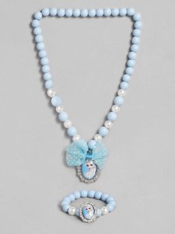 EL REGALO - Kids Girls Jewellery Blue and White Necklace and Bracelet Combo (Set of 2)