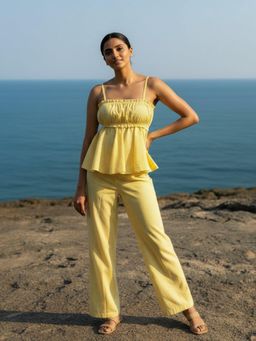 AOBA - Women Yellow Solid Co-Ord Set
