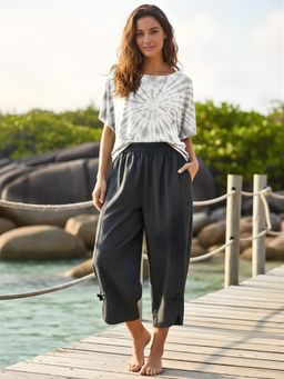 Sera - Black High Waist Crop Trouser