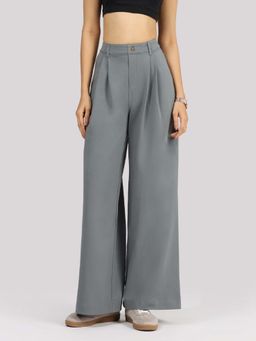 Blissclub - Women Grey Korean Tailored Pant