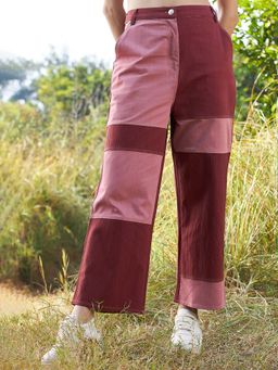 AAREIN - Maroon Colorblock Casual Pant