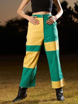 AAREIN - Green Colorblock Casual Pant