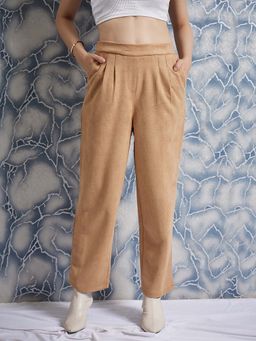 AAREIN - Beige Solid Casual Pant