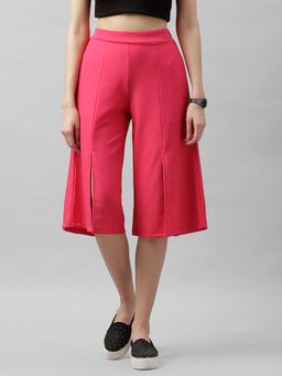 AAREIN - Pink Flared Textured Casual Culottes