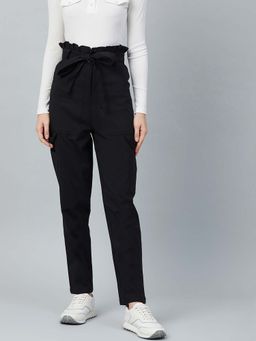 AAREIN - Black Solid Casual Pant