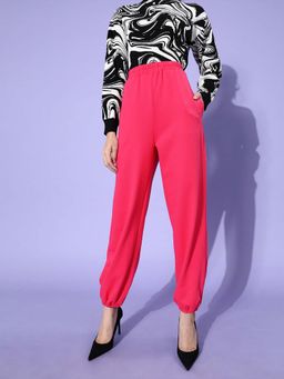 AAREIN - Fuchsia Pink Tapered Solid Casual Joggers