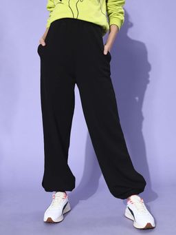 AAREIN - Black Tapered Solid Casual Joggers