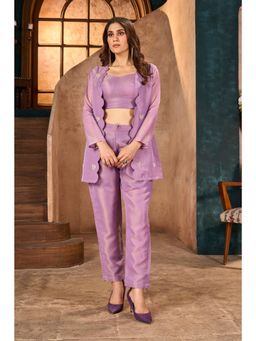 Autumnlane - Jimmy Lilac 3 Pc Fancy Crop Top with Pant and Jacket Co-Ord (Set of 3)
