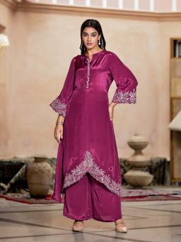 Autumnlane - Irene Mulberry Premium High Low Kurta with Pant (Set of 2)