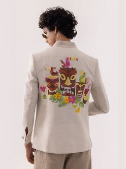 PAARSH - Men Beige Tropical Taana Jacket