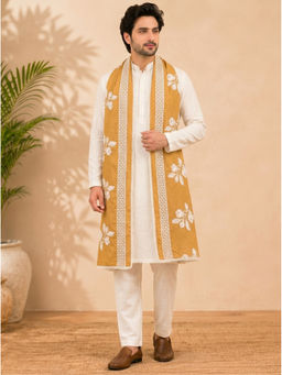 Zamour - Pure Cotton Embroidered Beige Dupatta