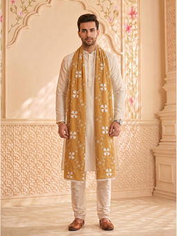 Zamour - Pure Cotton Embroidered Beige Dupatta
