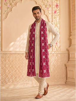 Zamour - Pure Cotton Embroidered Pink Dupatta