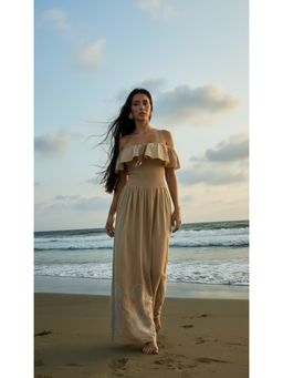 Essgee - Beige Aisley Embroidered Maxi Dress
