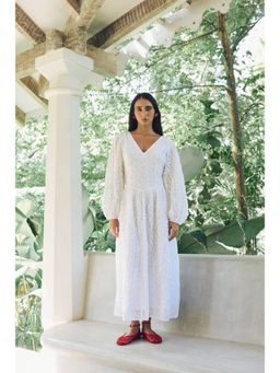 Essgee - White Della Embroidered Maxi Dress