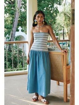 Essgee - Blue Fiona Embroidered Strapless Dress