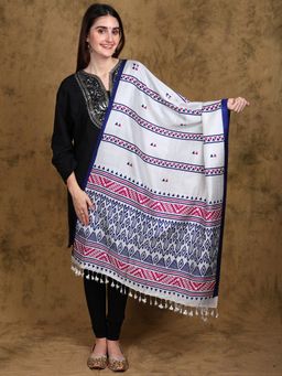 EXOTIC INDIA - Women Mulberry Silk Printed Stole with Fringe Border From Tripura