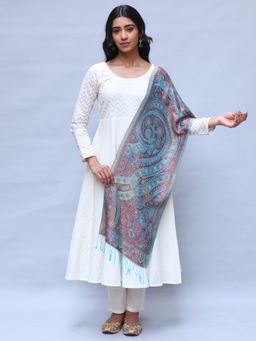 EXOTIC INDIA - Women Pure Silk Jamawar Scarf with Woven Paisleys Design