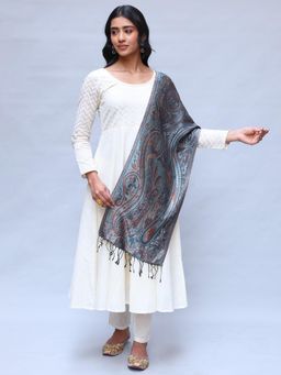 EXOTIC INDIA - Women Pure Silk Jamawar Scarf with Woven Paisleys Design