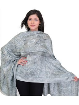 EXOTIC INDIA - Women Reversible Pure Silk Jamawar Stole with All-Over Flower-Leaf Weave