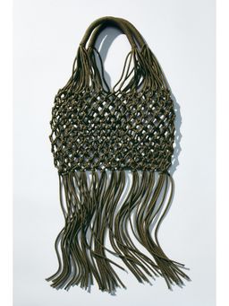 H&M - Women Green Fringed Net Shoulder Bag