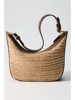 H&M - Women Beige Straw-Detail Crossbody Bag