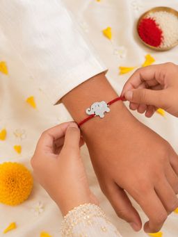 Dulcett - Silver Plated Elephant Charm Kid's Rakhi