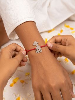Dulcett - Silver Plated Giraffe Charm Kid's Rakhi