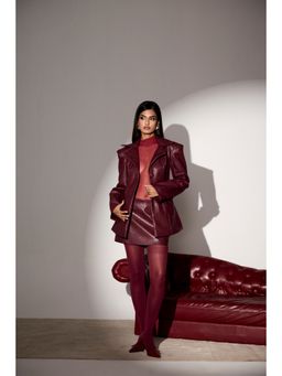 Lea Clothing - Roselina Wine Satin Top