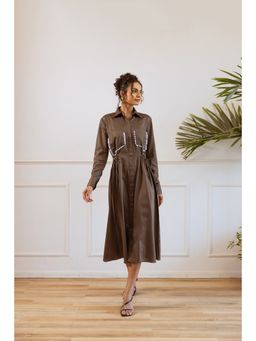 UNIMODA - Brown Classic Flow Dress