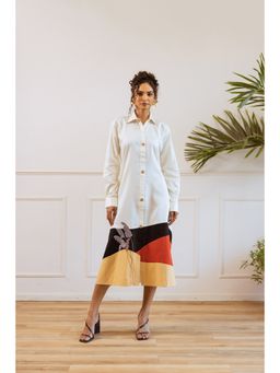 UNIMODA - White Artline Asymmetry Dress