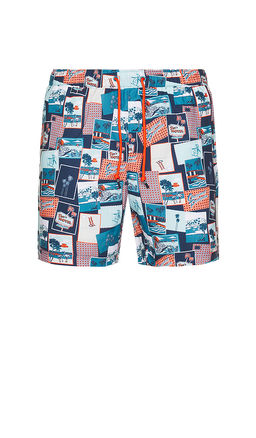 Original Penguin - 7 Volley All Over Print Postcard Swim Trunk