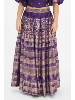 Virgio - Women Viscose Brocade Maxi Purple Skirt