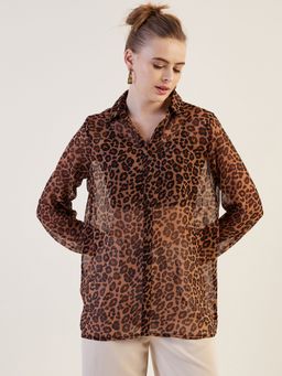 Freehand - Women Brown Regular Fit Animal Print Tunic