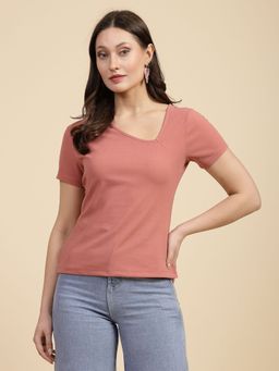 Freehand - Women Pink Fitted Solid Top