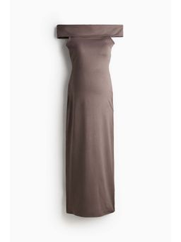H&M - Women Beige MAMA Off-The-Shoulder Jersey Dress
