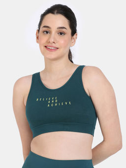 Zivame - Zelocity Slip On Sports Bra with Removable Padding - Deep Green