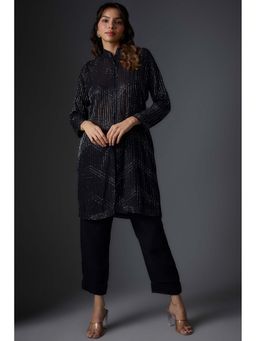 Studio A - Black Georgette Embroidered Jacket with Pant (Set of 2)