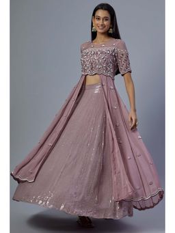 Studio A - Blush Purple Embroidered Lehenga with Kurta (Set of 2)