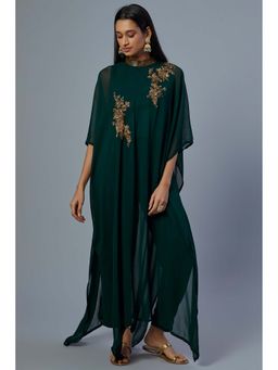 Studio A - Emerald Green Embroidered Kaftan with Pant (Set of 2)