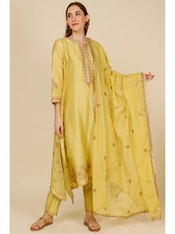 Studio A - Yellow Gota Embroidered Kurta with Pant and Dupatta (Set of 3)