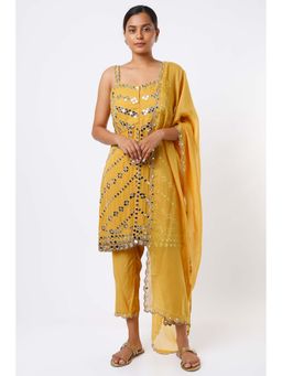 Studio A - Mustard Kurta with Pant and Dupatta (Set of 3)