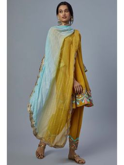 Studio A - Yellow Georgette Anarkali with Salwar and Dupatta (Set of 3)