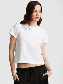 Victoria's Secret - White Cotton Half-Sleeve T-Shirt