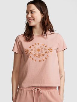 Victoria's Secret - Pink Cotton Half-Sleeve T-Shirt