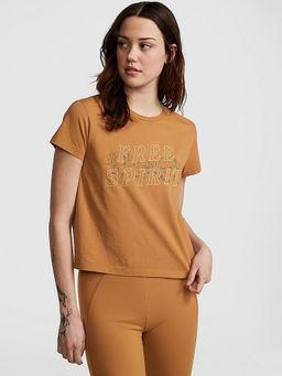 Victoria's Secret - Brown Cotton Half-Sleeve T-Shirt